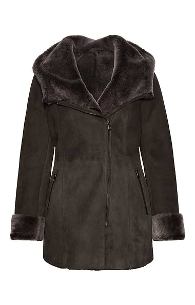 Ladies Lambskin Hooded Coat