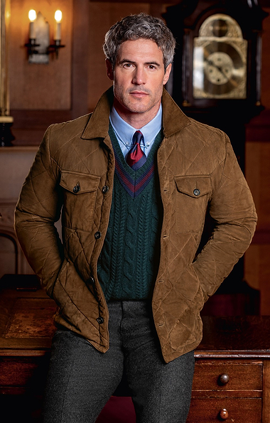 Men’s Quilted Suede Utility Jacket