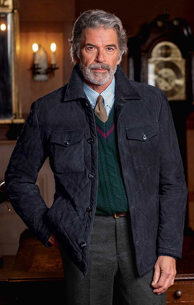Men’s Quilted Suede Utility Jacket