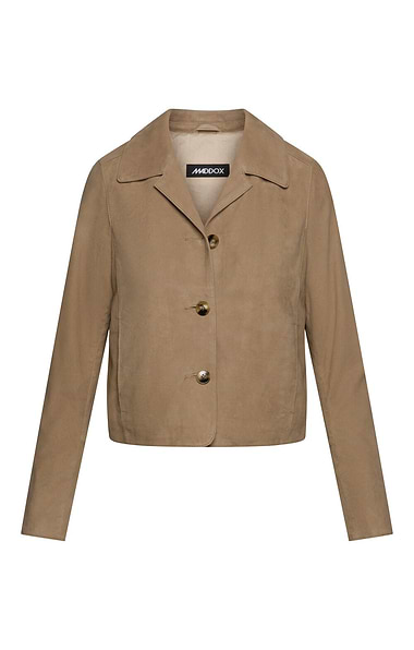 Ladies Cropped Suede Blazer Jacket