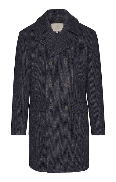 Men's Tweed Patch Pocket Double Breasted Coat