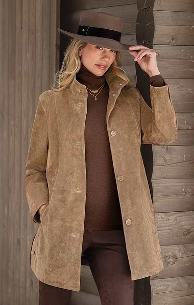 Ladies Long Suede Jacket