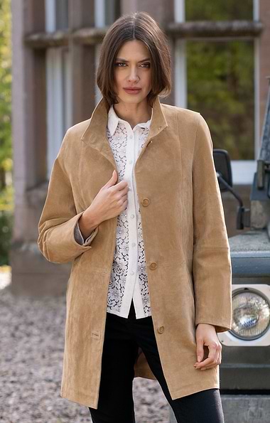 Ladies Long Suede Jacket