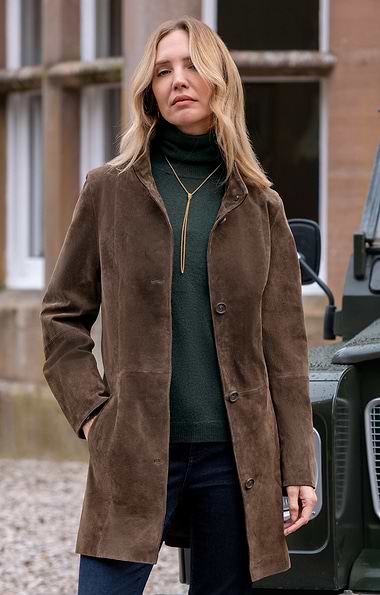 Ladies Long Suede Jacket