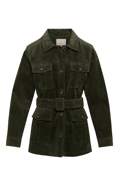 Ladies Suede Belted Utility Jacket