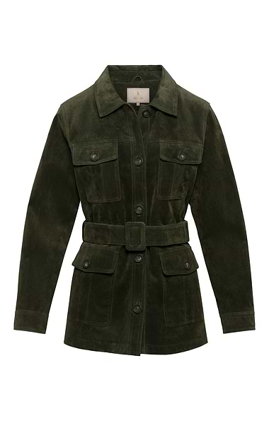 Ladies Suede Belted Utility Jacket