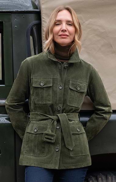 Ladies Suede Belted Utility Jacket