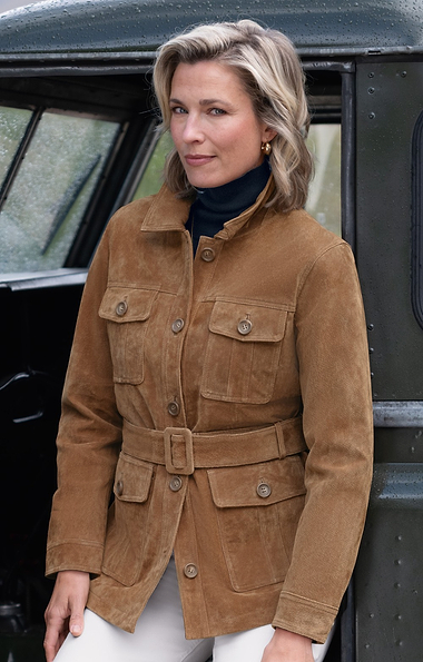 Ladies Suede Belted Utility Jacket