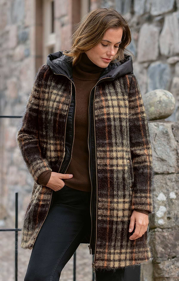 Ladies Scottish Wool & Mohair Tweed 3-in-1 Coat