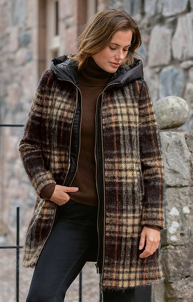 Ladies Scottish Wool & Mohair Tweed 3-in-1 Coat