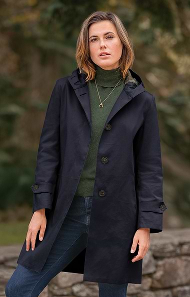 Ladies Showerproof Cotton Hooded Mac