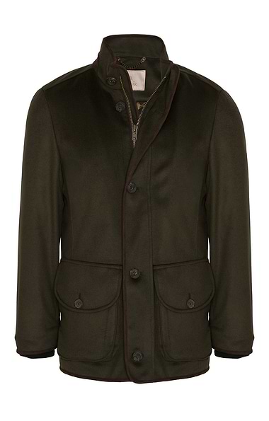 Men's Wool Cashmere Trim Coat