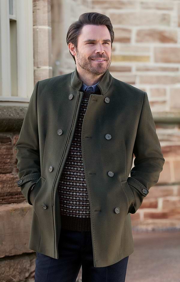 Men's Wool Cashmere Faux Double Breasted Coat