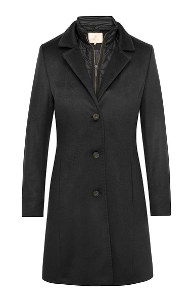 Ladies Wool Cashmere Removable Quilt Trim Coat