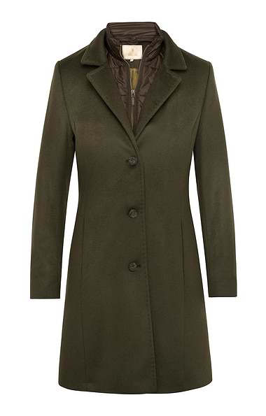 Ladies Wool Cashmere Removable Quilt Trim Coat