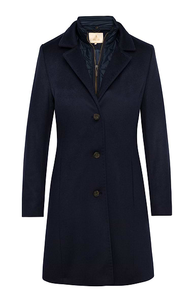 Ladies Wool Cashmere Removable Quilt Trim Coat