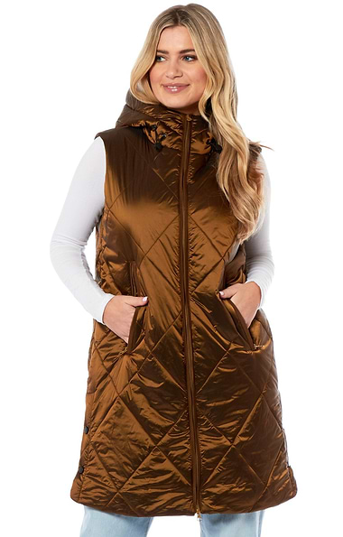 Ladies Long Hooded Quilt Gilet