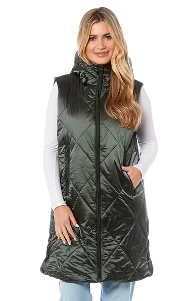 Ladies Long Hooded Quilt Gilet