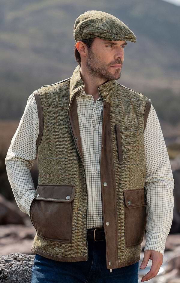Men's Harris Tweed® and Leather Vest