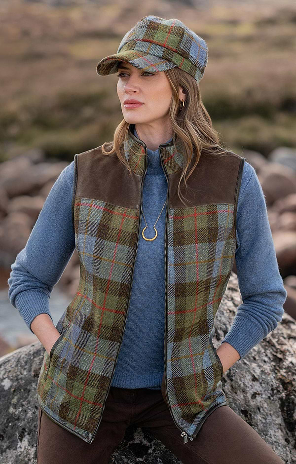 Ladies Harris Tweed® and Leather Waistcoat