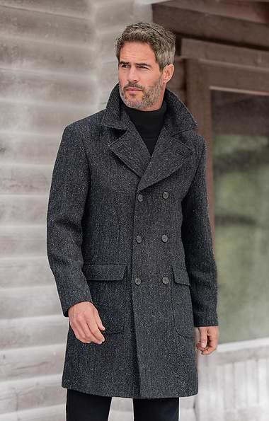 Men's House of Bruar Harris Tweed® Double Breasted Coat
