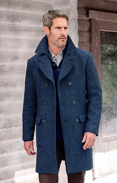 Men's House of Bruar Harris Tweed® Double Breasted Coat