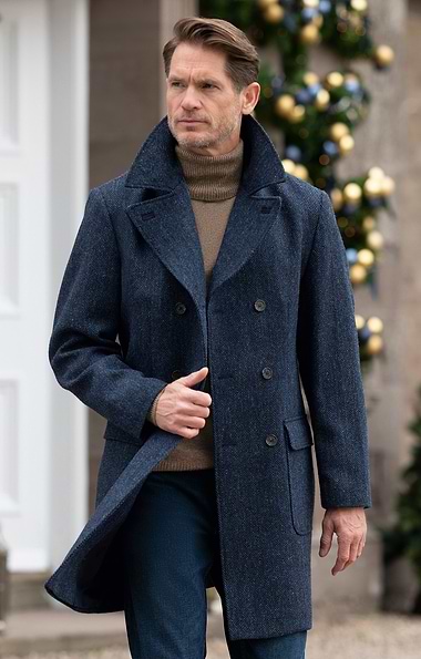 Men's House of Bruar Harris Tweed® Double Breasted Coat