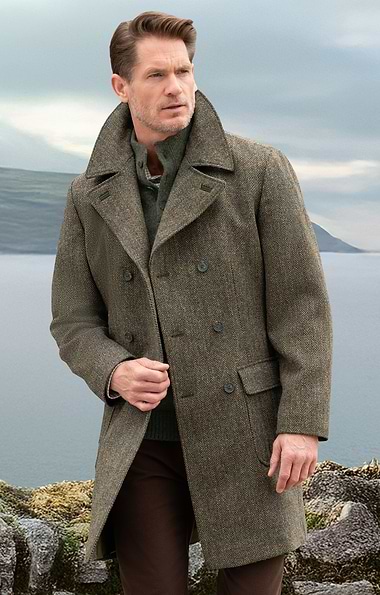 Men's House of Bruar Harris Tweed® Double Breasted Coat