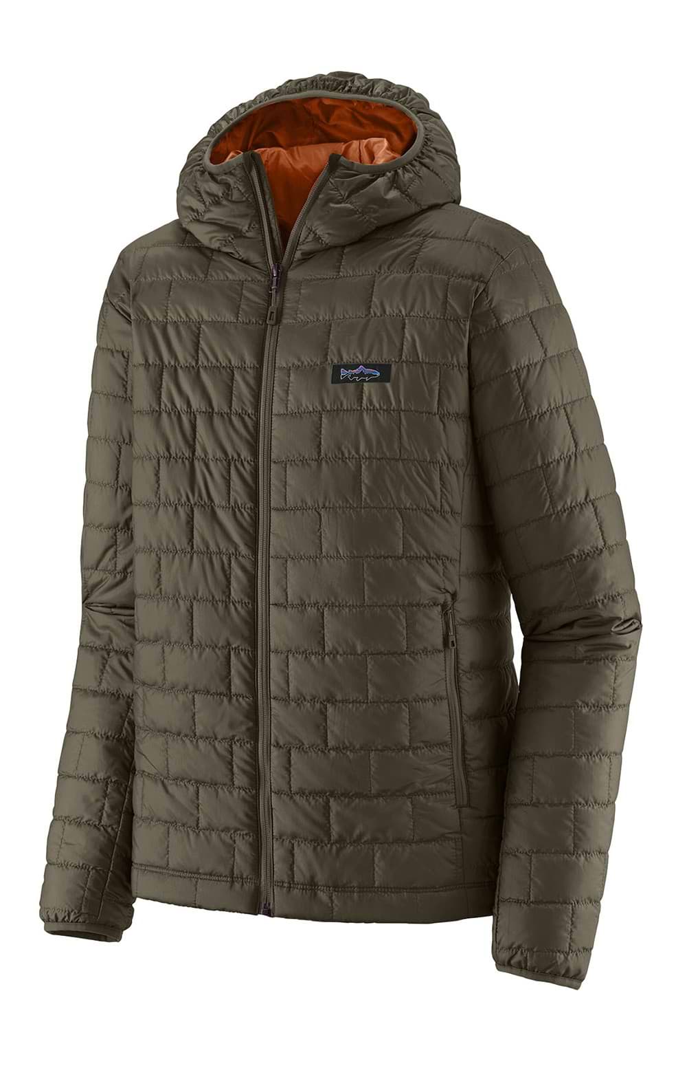 Mens Patagonia Nano Puff Fitzroy Trout Hoodie, Green House of Bruar