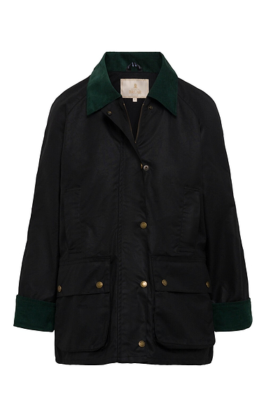 Ladies Wax Corduroy Trim Jacket