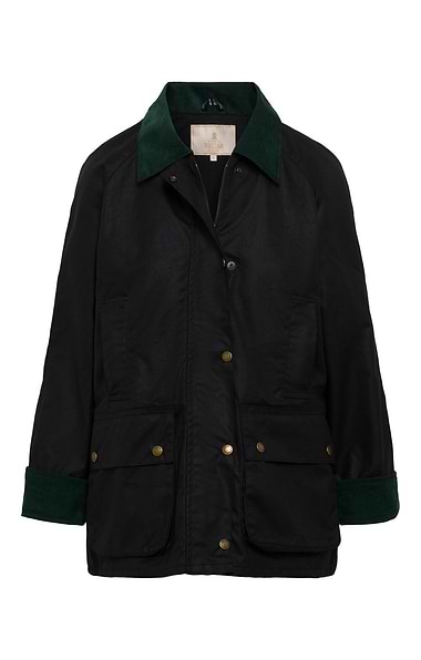 Ladies Wax Corduroy Trim Jacket