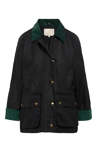 Ladies Wax Corduroy Trim Jacket