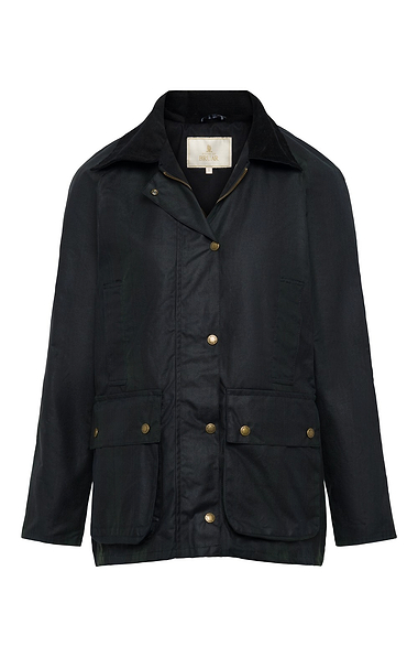 Ladies Wax Corduroy Trim Jacket