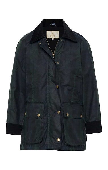 Ladies Wax Corduroy Trim Jacket