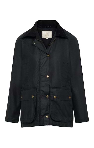 Ladies Wax Corduroy Trim Jacket