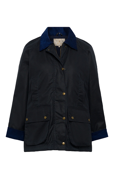 Ladies Wax Corduroy Trim Jacket