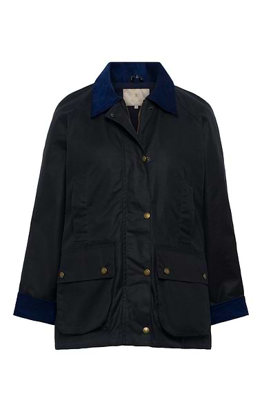 Ladies Wax Corduroy Trim Jacket