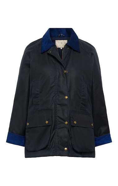 Ladies Wax Corduroy Trim Jacket