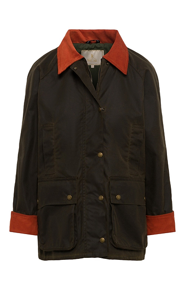 Ladies Wax Corduroy Trim Jacket
