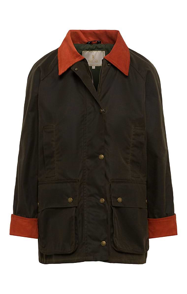 Ladies Wax Corduroy Trim Jacket