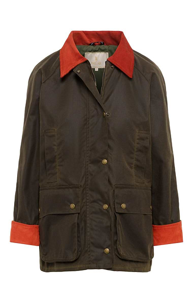 Ladies Wax Corduroy Trim Jacket
