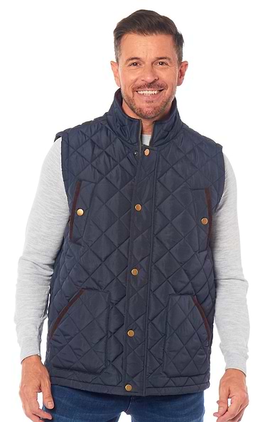 Men's Cord Trim Diamond Quilt Hugh Gilet