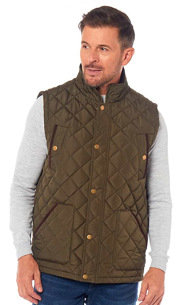 Men's Cord Trim Diamond Quilt Hugh Gilet
