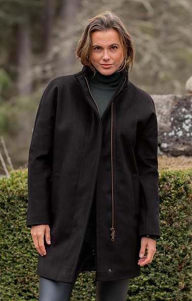 Ladies Wool Cashmere Zip Coat