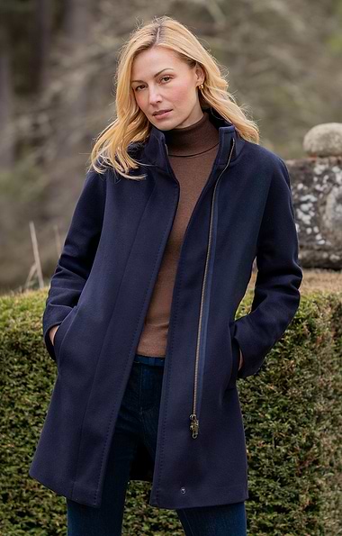 Ladies Wool Cashmere Zip Coat