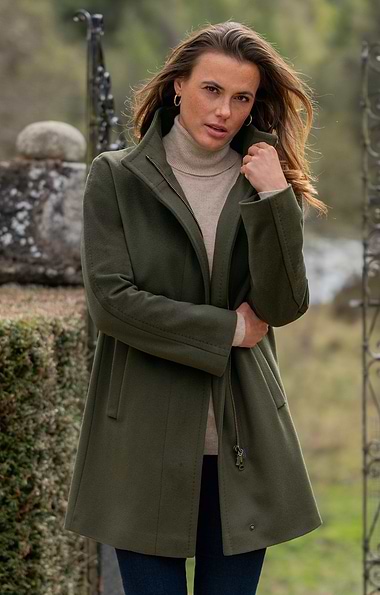 Ladies Wool Cashmere Zip Coat