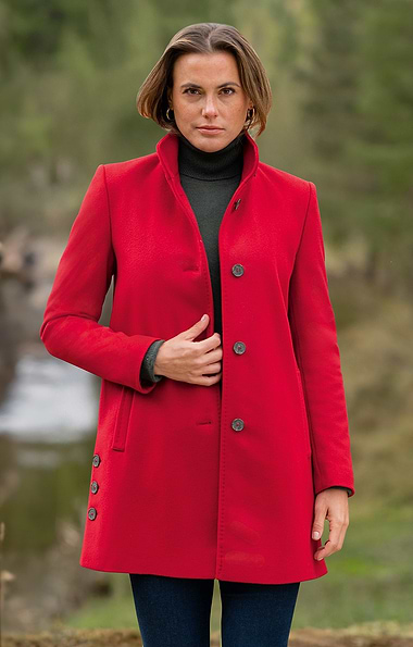 Ladies Wool Cashmere Funnel Coat