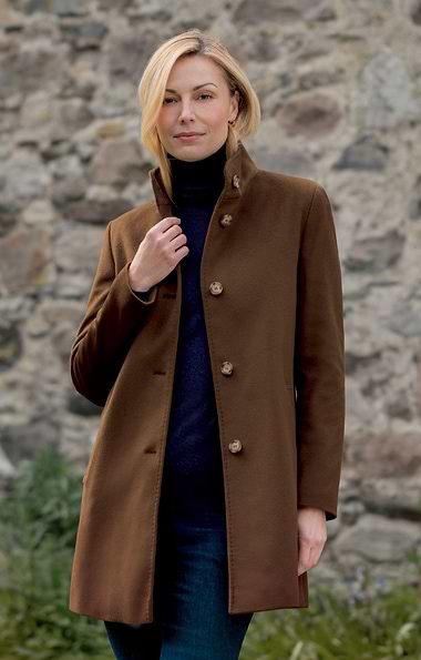 Ladies Wool Cashmere Funnel Coat