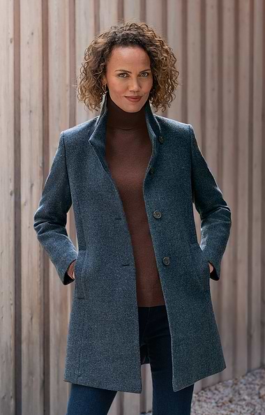 Ladies Tweed Funnel Coat