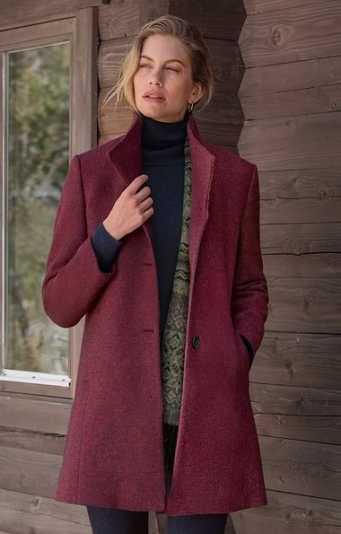Ladies Tweed Funnel Coat
